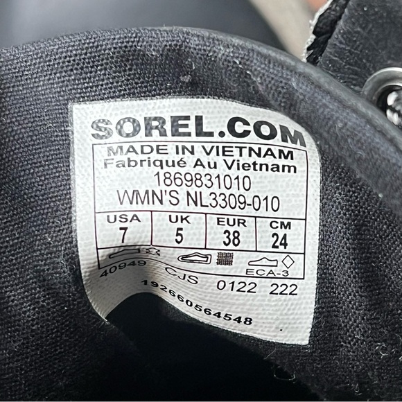 SOREL Emelie Short Lace Ankle Boots Waterproof Black Size 7 US - Picture 14 of 15